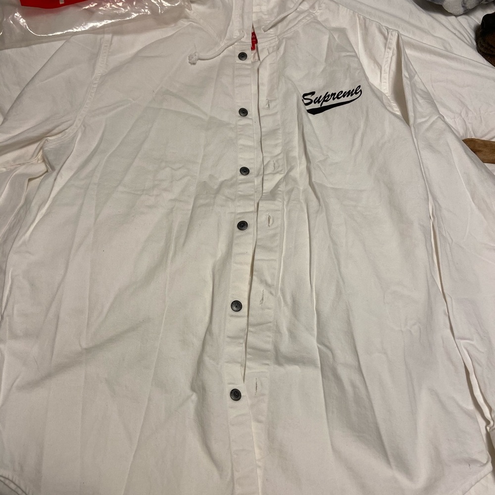 Brand new supreme denim hooded shirt